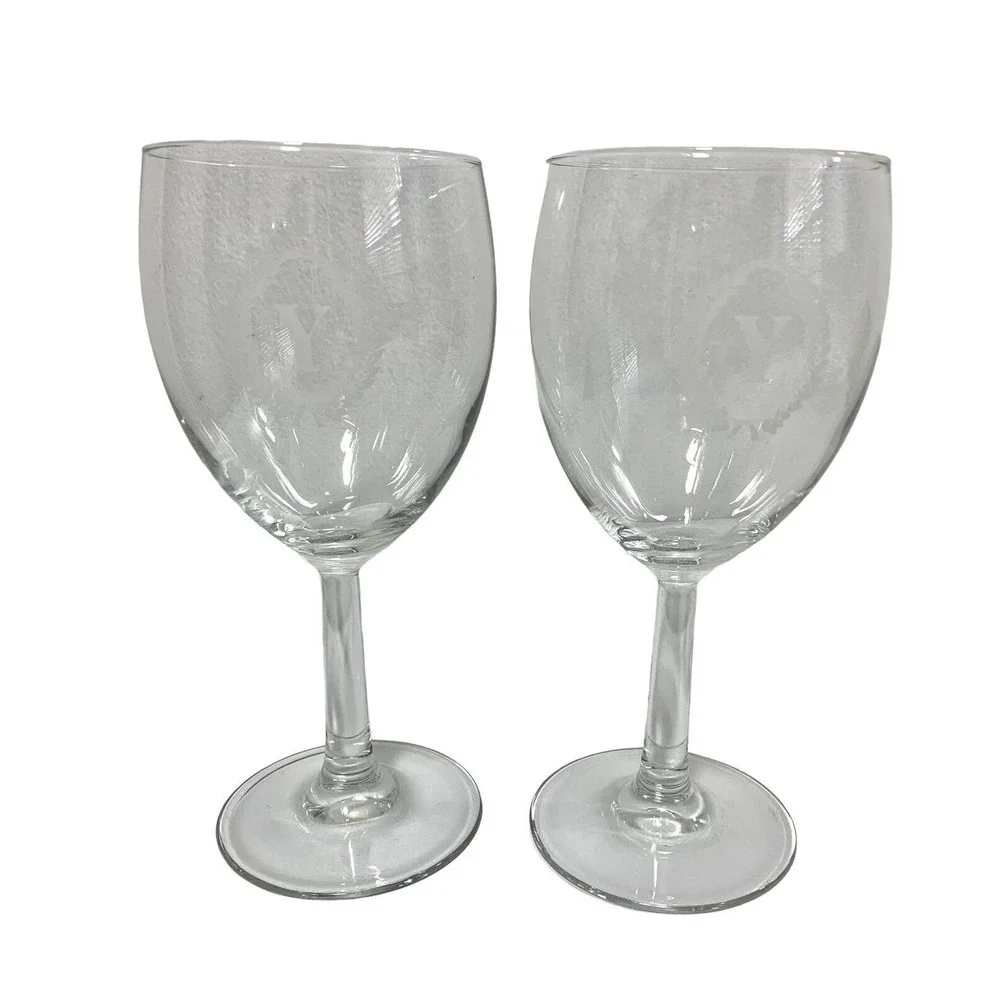 Two‎ Wine Glass Goblets Monogram Y Wedding Glasses Party Barware